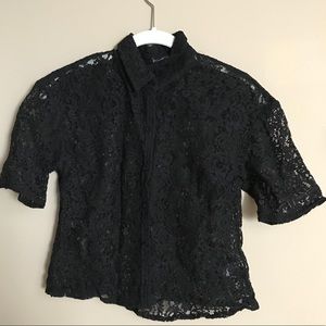 Black Sheer Lace Top